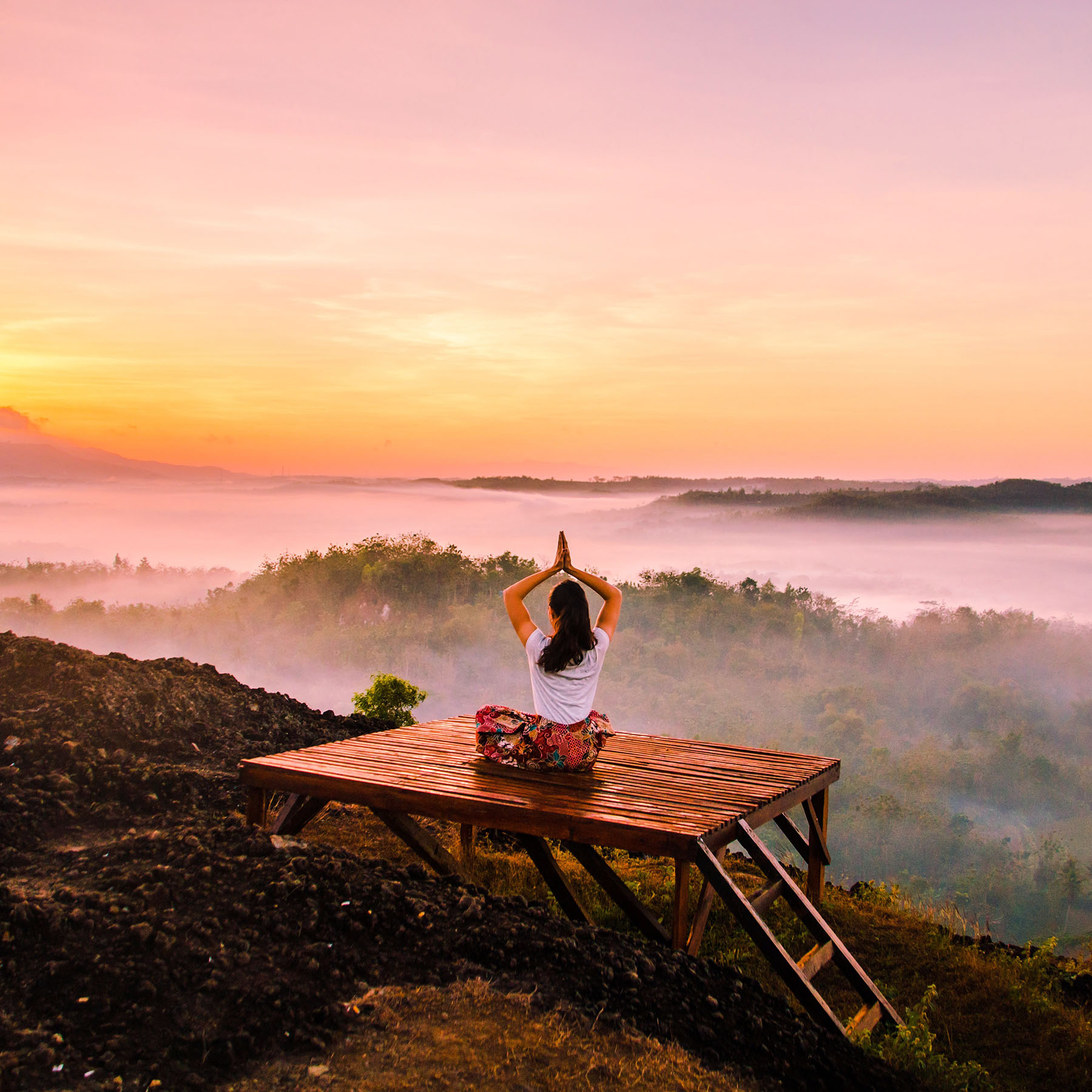 Serene natural setting supporting mindfulness meditation